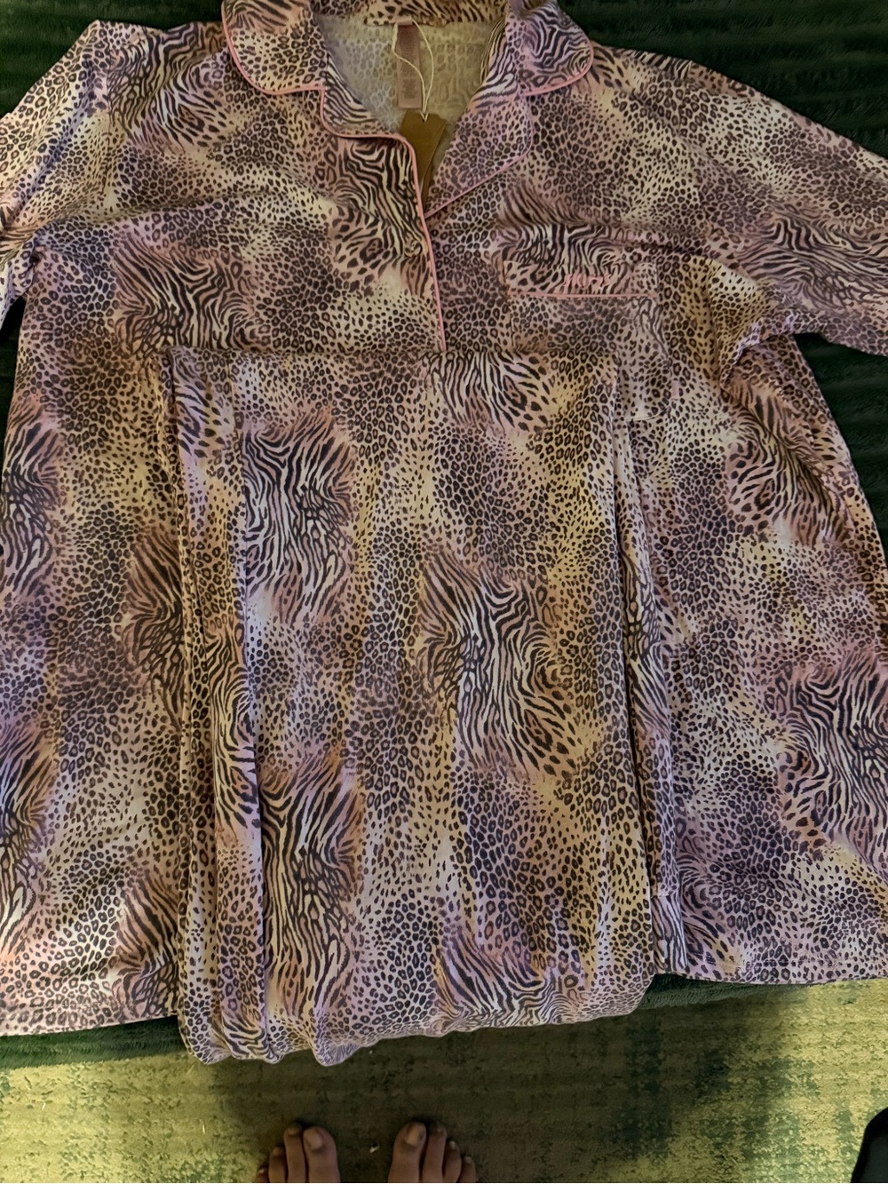 Brand NEW SKIMS Animal Print Satin Pajama Top and Bottom in Lavender and Beige